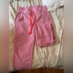 Figs scrub top and pants set pink size XS